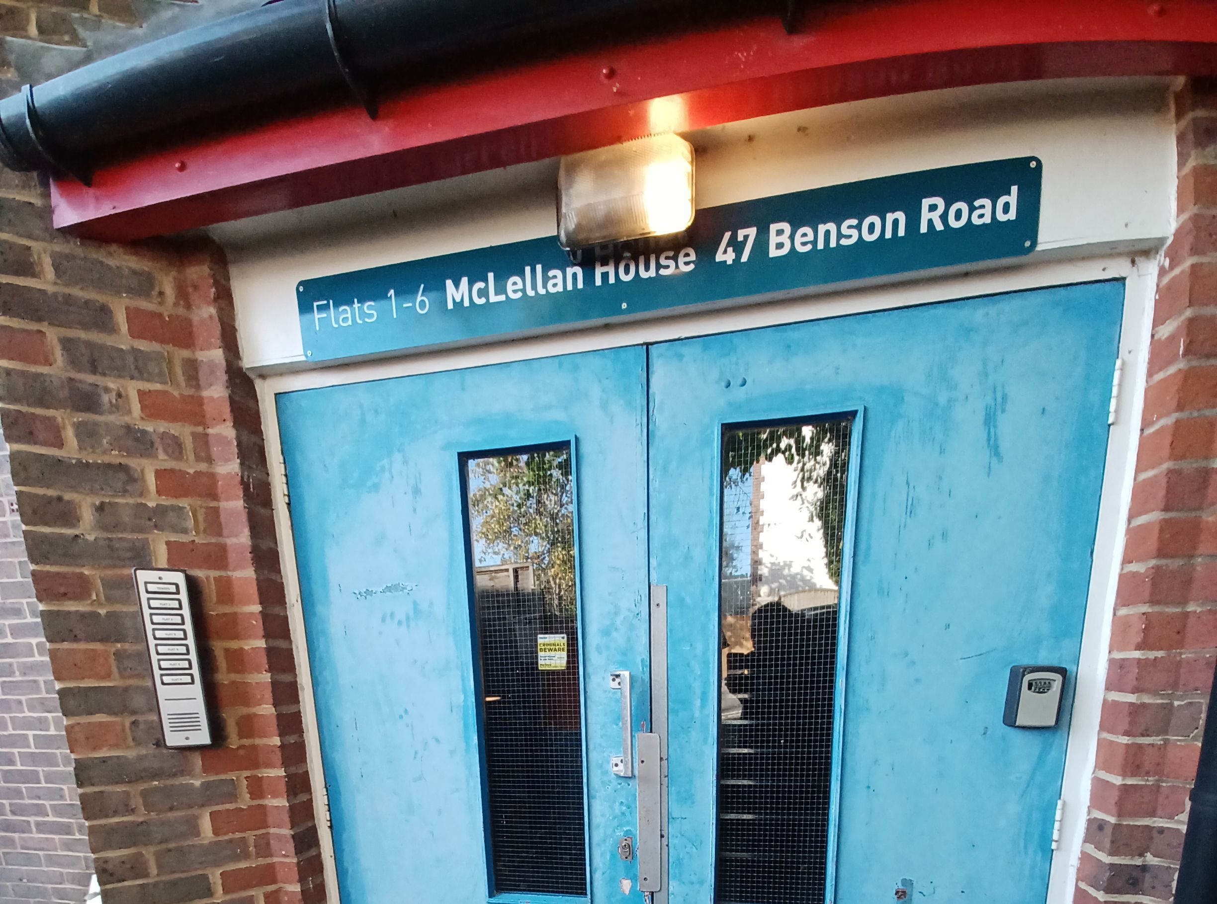 Image of the front door at McLellan House