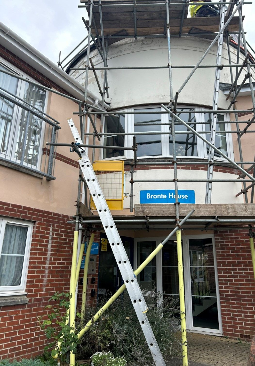 Building with scaffolding