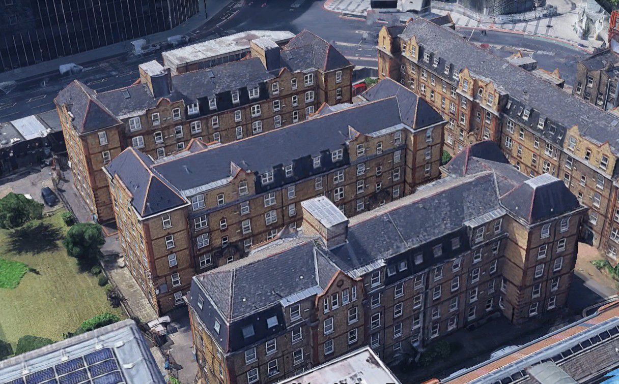 Top view image of City Road Estate buildings.