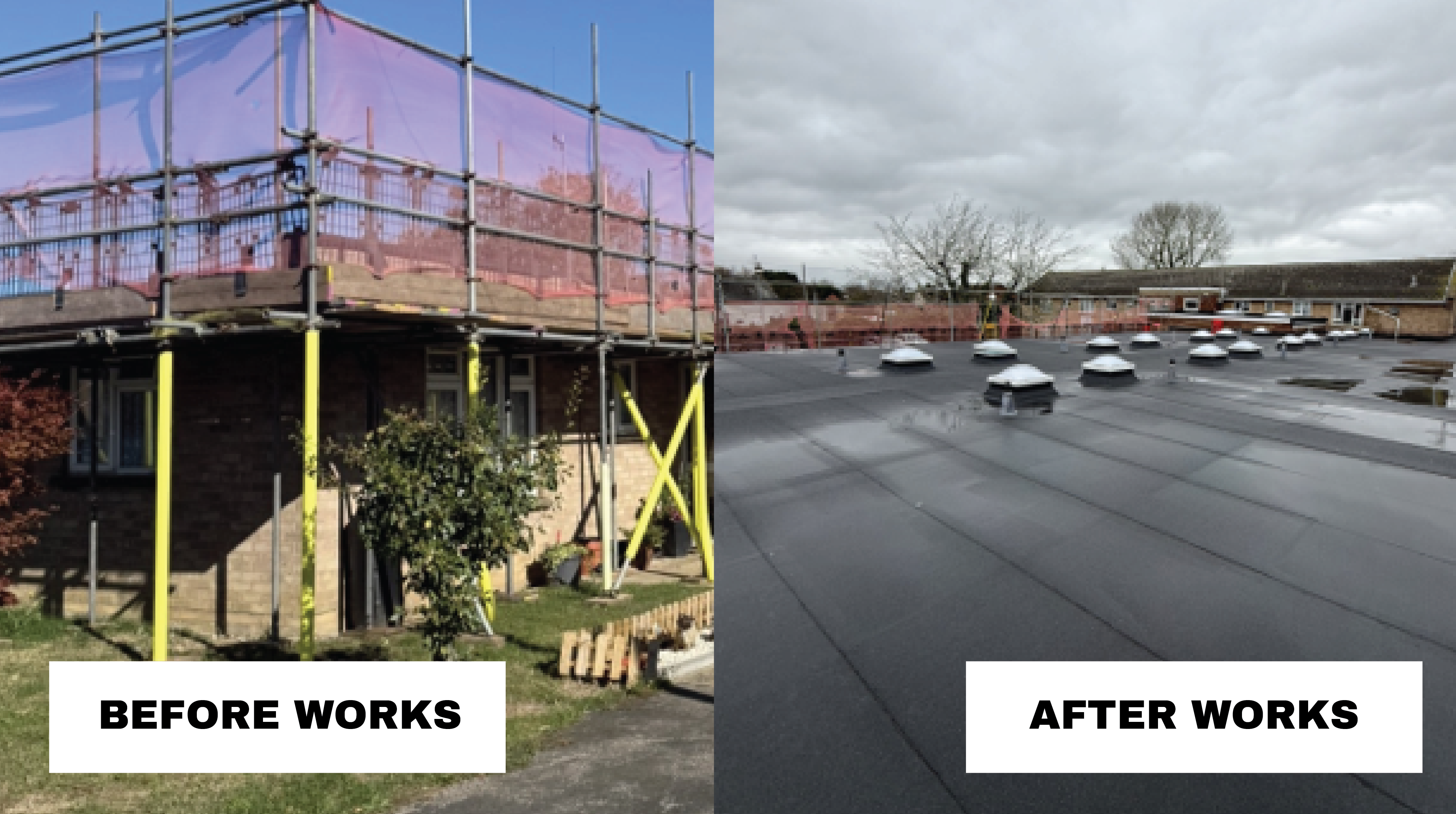 Comparison of works before and after at North Witchford Lodge, Wimblington