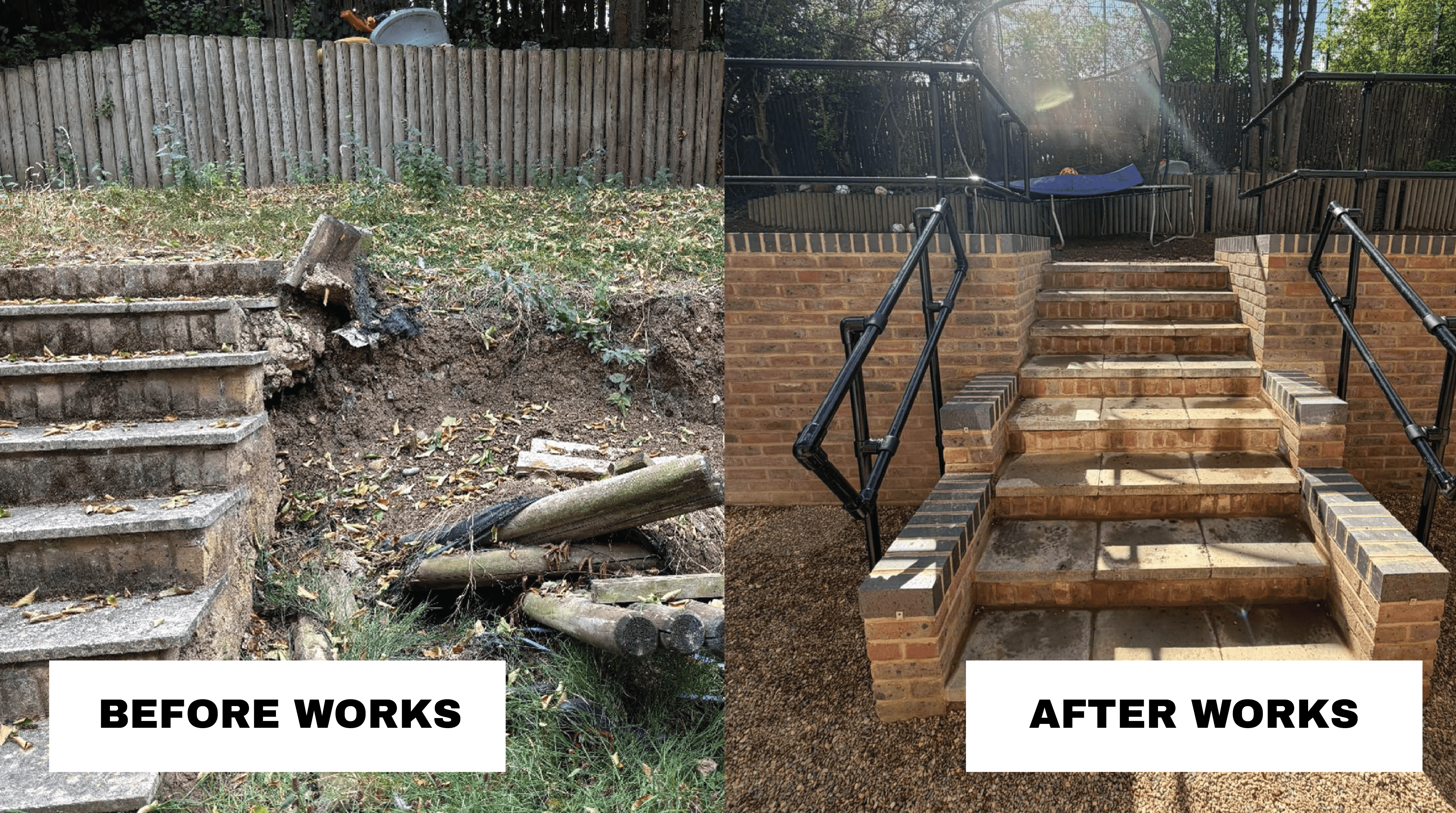 Comparison of works before and after at Osprey Road, North London